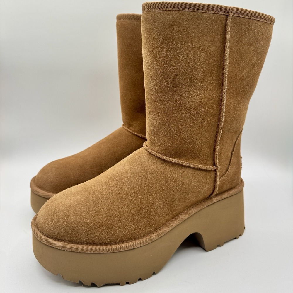 Ugg Twin Seam New Heights Boots Women's Size 9 Chestnut‎ Brown Platform Bootie